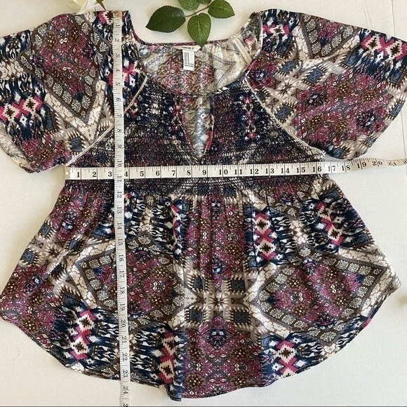 Forever 21 Boho Womens Top size Medium Fit Flare Southwest - Picture 9 of 11